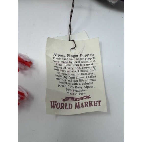 Cost Plus World Market Hand Knit Alpaca Finger Puppets Animals Basket Peru NWT - Picture 6 of 7
